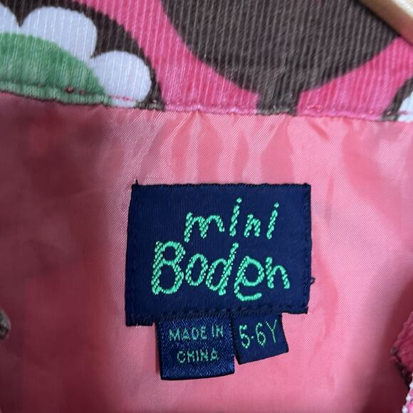 Mini Boden Y2K Floral Corduroy Jumper Dress Pink Girls 5-6Y Retro 60s Flower - Picture 4 of 6